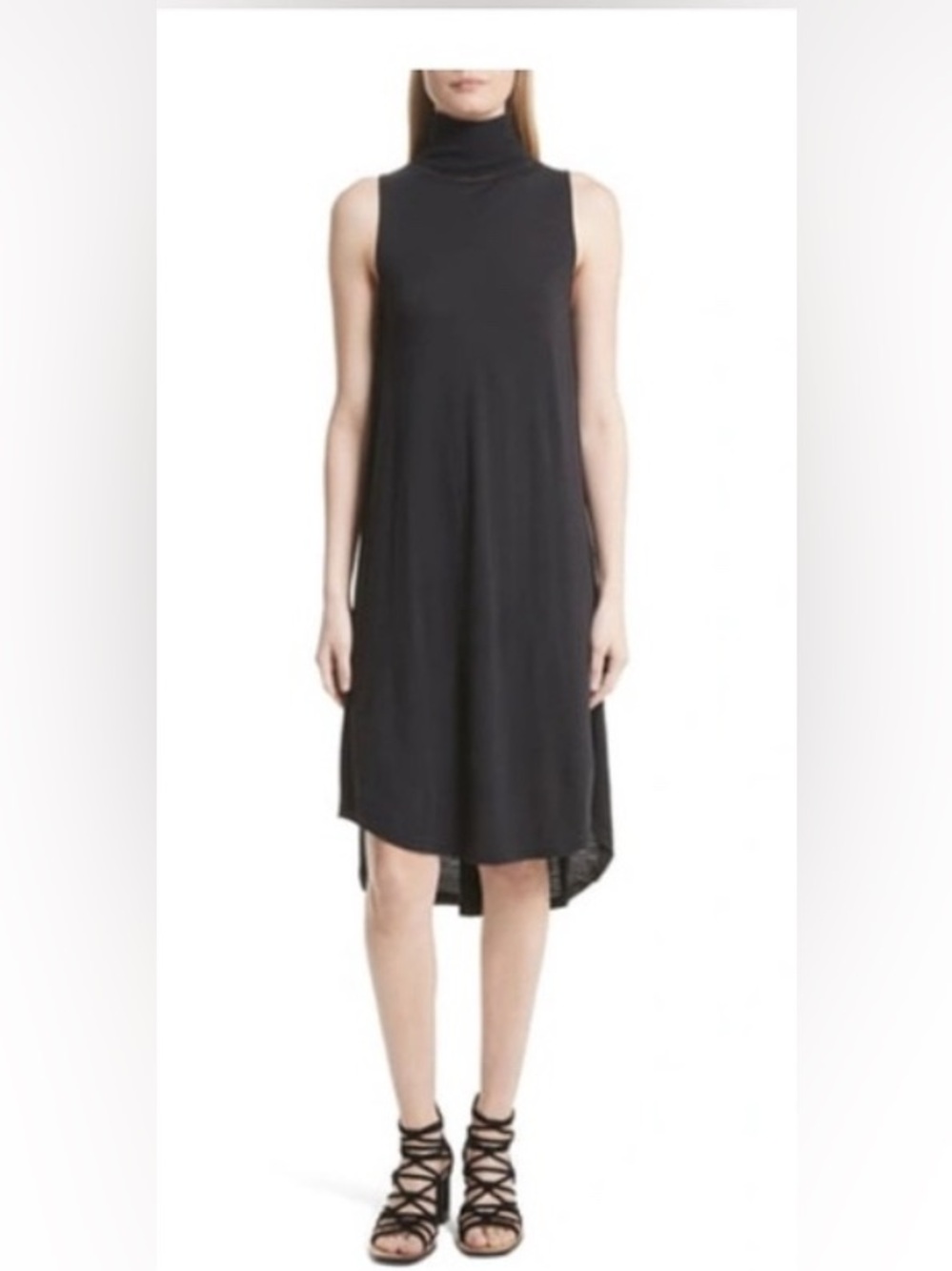 $350 Rag & Bone Nova Turtleneck Sleeveless High-Low Shift Black Dress XS